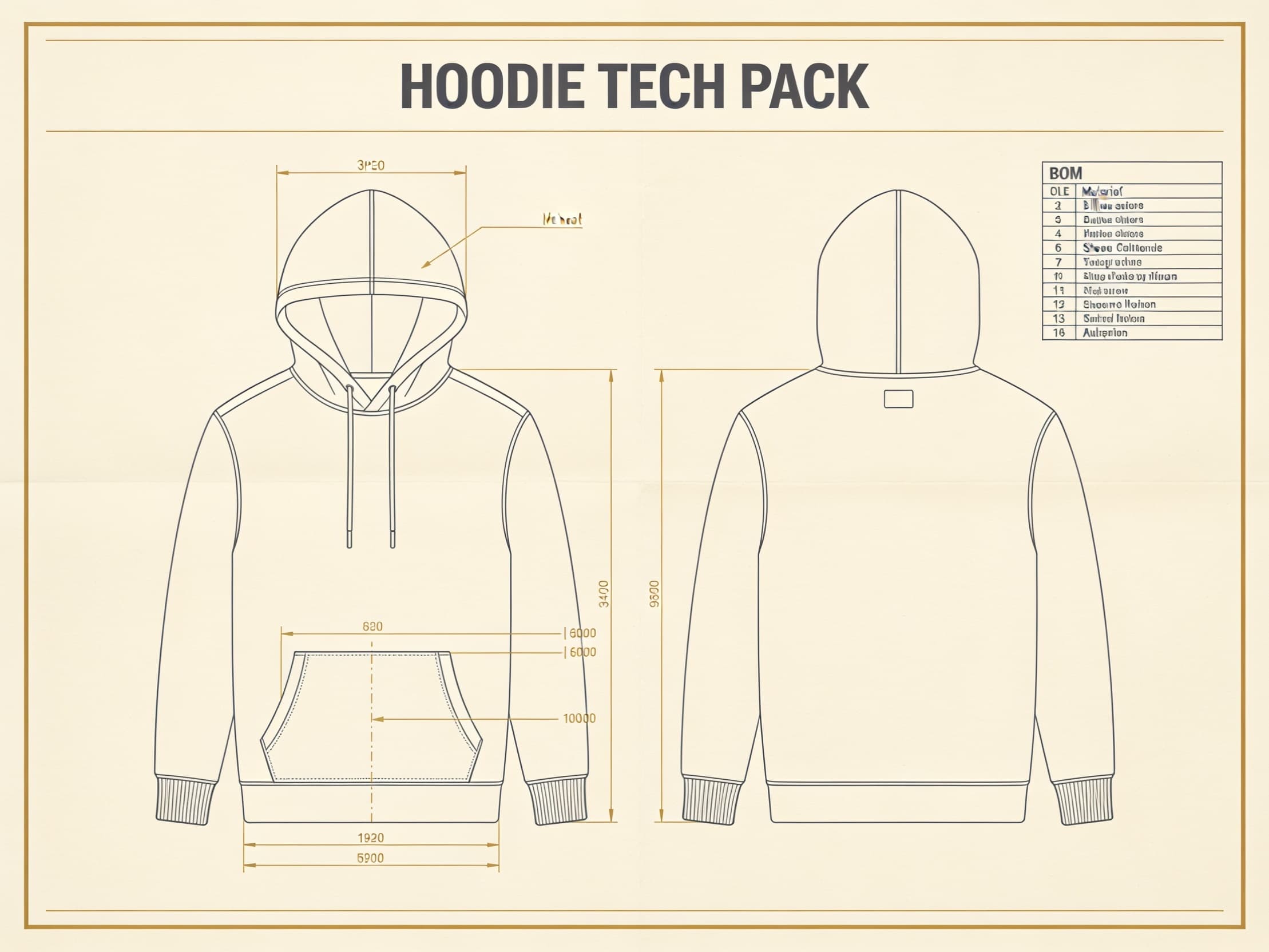 Hoodie tech pack preview