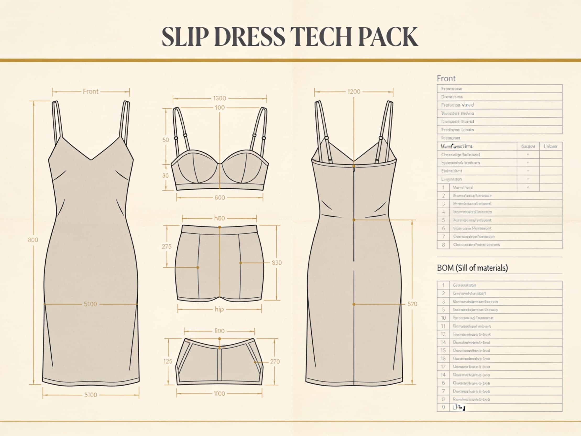 Slip dress tech pack preview