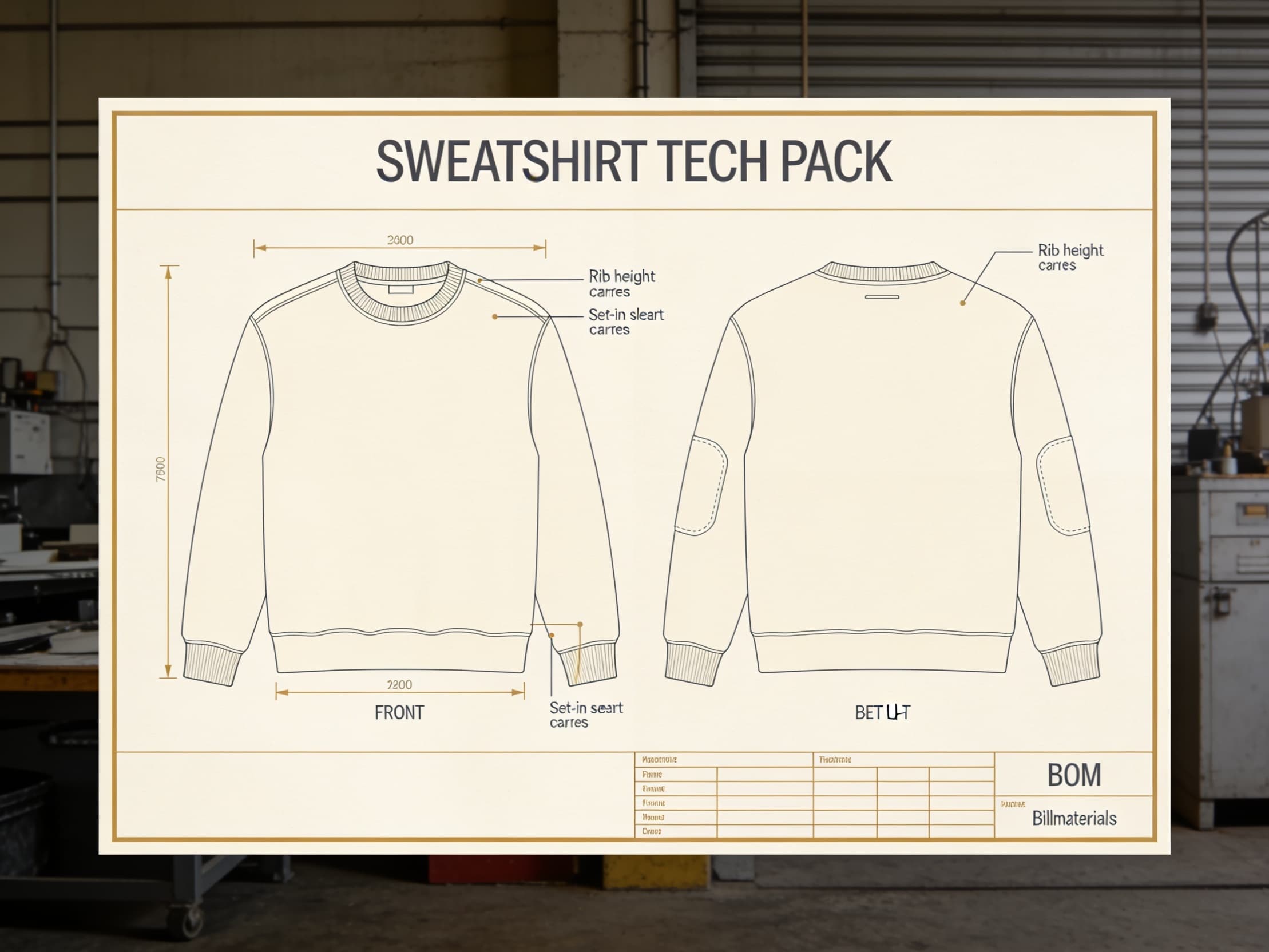 Sweatshirt tech pack preview